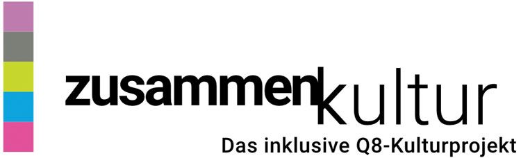 Das Logo von Zusammen Kultur in schwarzen Buchstaben mit Untertitel.