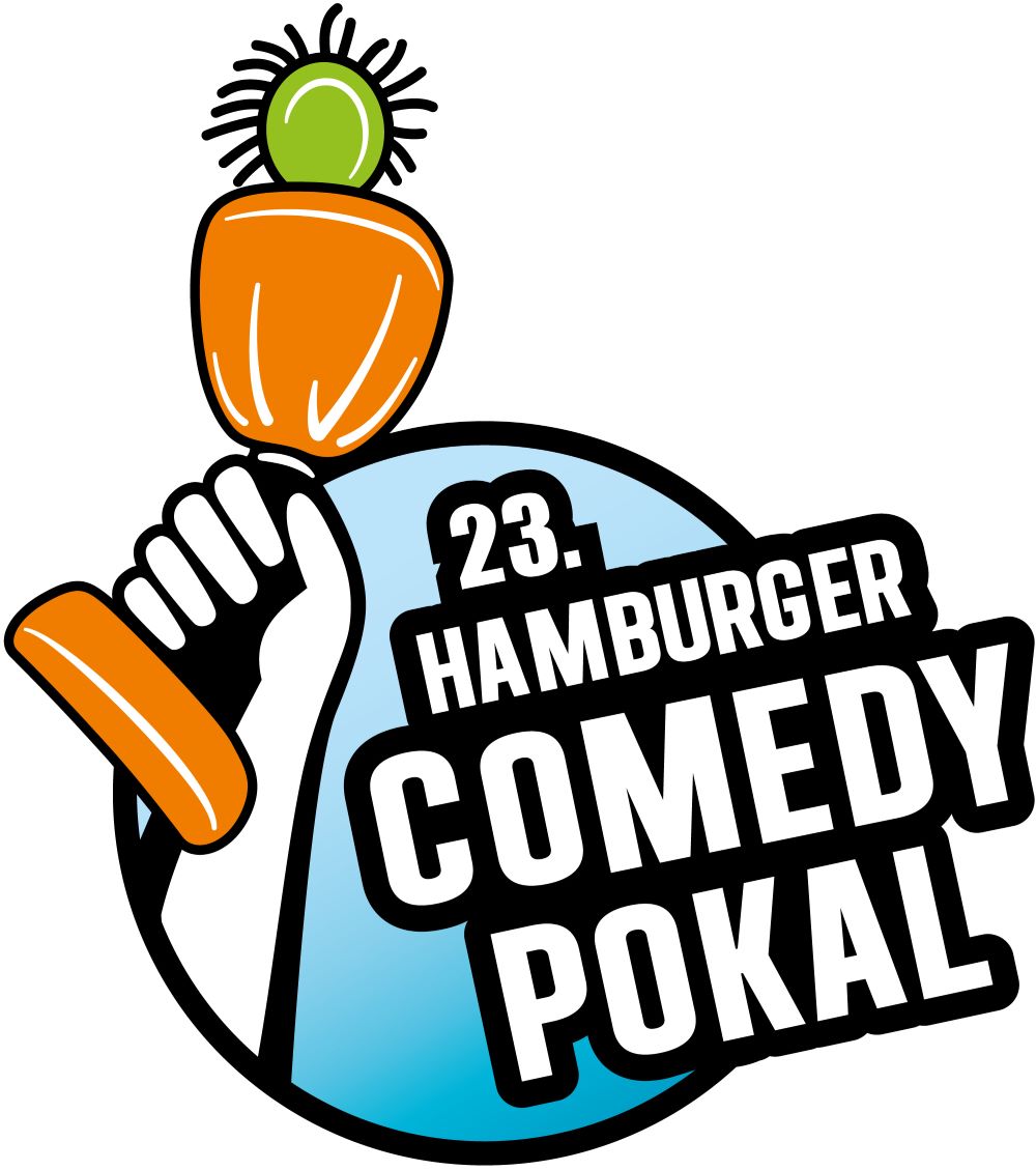 Comedy Pokal Logo in hellblau und orange
