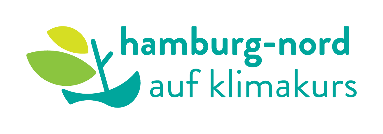 Türkiser Schriftzug hamburg nord auf klimakurs