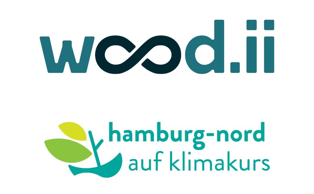 Logo Woodii und Klimastabstelle Hamburg Nord