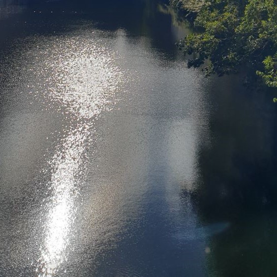 Wasser, das Sonne spiegelt und glitzert