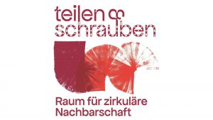 Logo von teilen und schrauben in verschiedenen Rottönen mit dem Untertitel Raum für zirkuläre Nachbarschaft.